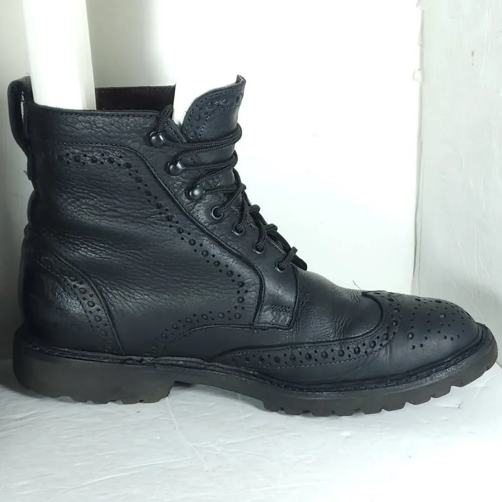 Allen Edmonds Men’s Long Branch US8,5D Black Pebbled Leather Wingtip Boots